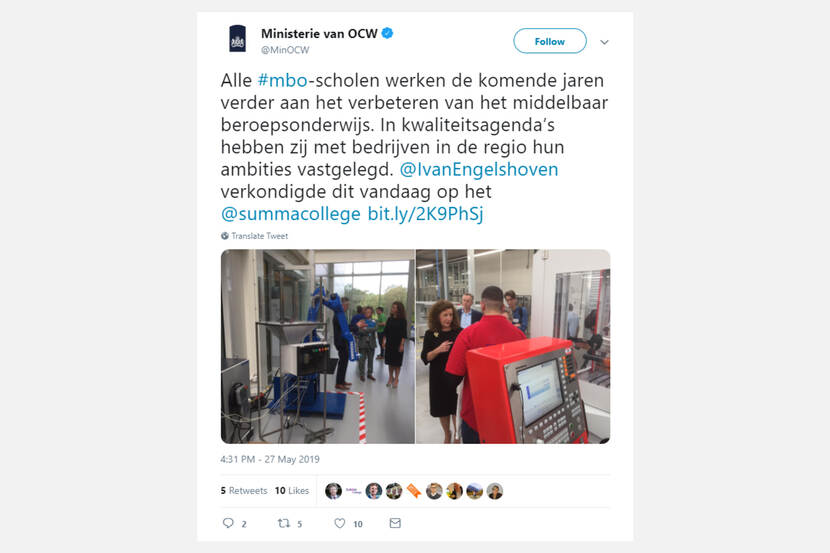 Tweet ministerie OCW