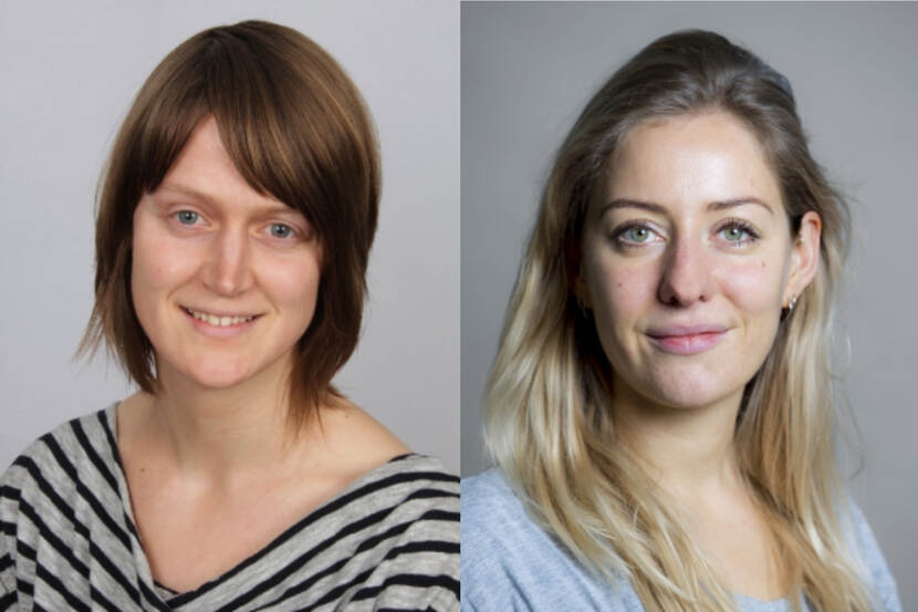 Portretfoto's van onderzoekers Anet Weterings en Lisa Verwoerd